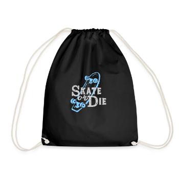 skate or die, skating,skateboard,typo,skater, - Drawstring Bag - black - Front