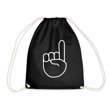 Emoji index finger show sketch white - Drawstring Bag - black - Front
