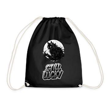 Pitch-black cat, but you? Still happy! - Drawstring Bag - black - Front