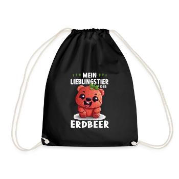 Lustige Sprüche Erdbeere Früchte - Turnbeutel - Schwarz - Vorne