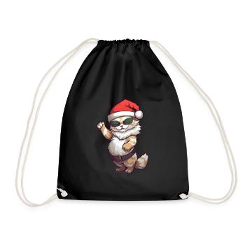 Funny Cat Sunglasses Christmas Cats - Drawstring Bag - black - Front