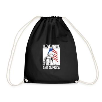 I love anime and America manga style. - Drawstring Bag - black - Front