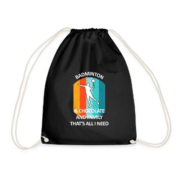 Badminton Badminton Badminton Player Chocolate - Drawstring Bag - black - Front