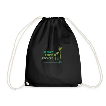 Umweltfreundlich: Reduce, Reuse, Recycle. - Turnbeutel - Schwarz - Vorne