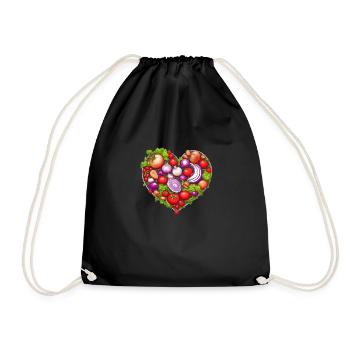 Coeur de légume, Légume, Coeur, Laitue, Tomates - Sac de sport léger - noir - Devant