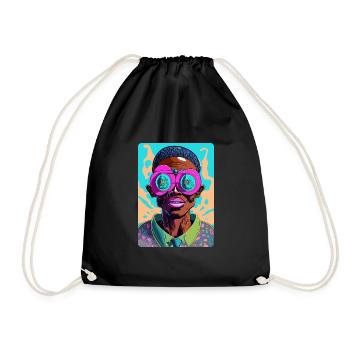 Auffälliger Afro-Mann mit Brille - Turnbeutel - Schwarz - Vorne