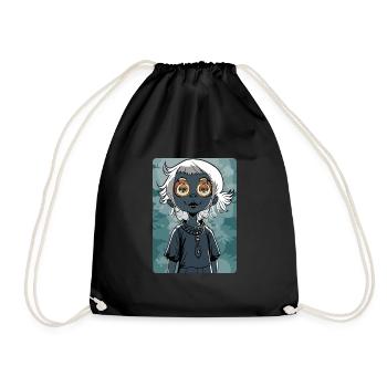 Scary and Mysterious Little Girl with Hypnotic Eye - Drawstring Bag - black - Front