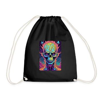 Visage effrayant de crâne de motard coloré - Sac de sport léger - noir - Devant
