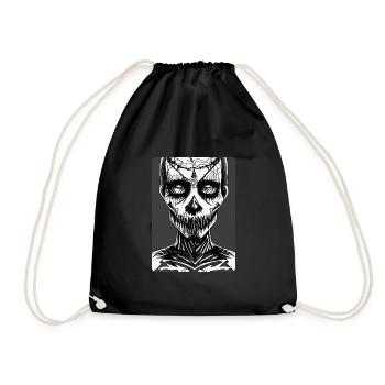 Scary Black and White Face with Horrible Mouth - Drawstring Bag - black - Front
