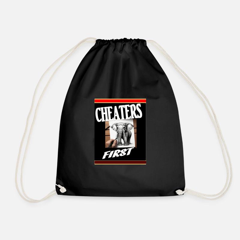 Cheaters first. - Drawstring Bag - black