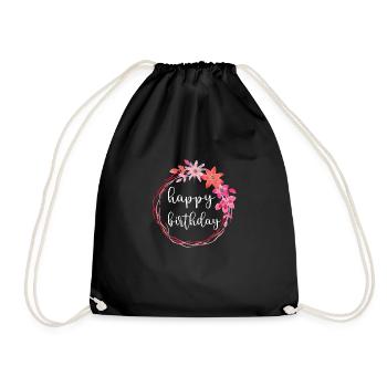 Joyeux anniversaire Cadeau Fleurs Fille - Sac de sport léger - noir - Devant