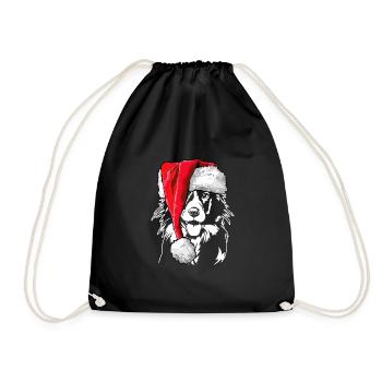 Santa Border Collie Weihnachten Hunde Wilsigns - Turnbeutel - Schwarz - Vorne