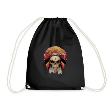 Crâne de guerrier indien - Sac de sport léger - noir - Devant