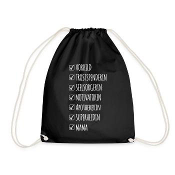 Apothekerin Mama Superheldin Checkliste - Turnbeutel - Schwarz - Vorne