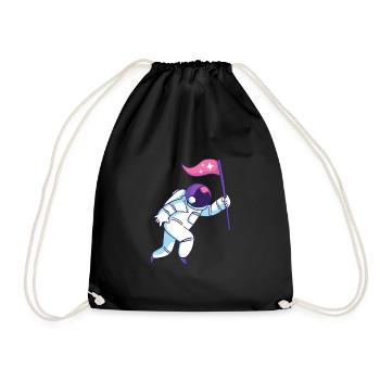 Astronaut with Flag Gift Gift Idea - Drawstring Bag - black - Front