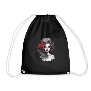 Gothic Rose Queen Illustration Graphic Beauty - Drawstring Bag - black - Front