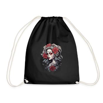 Gothic Rose Queen Illustration Graphic Beauty - Drawstring Bag - black - Front