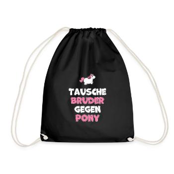 Bruder Pony lustiges Geschwister Geschenk - Turnbeutel - Schwarz - Vorne