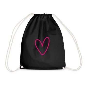 Painted pink heart - Drawstring Bag - black - Front