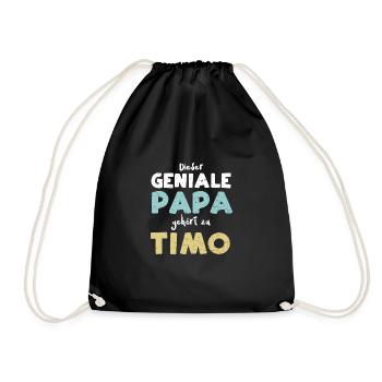 Dieser Geniale Papa Gehört Zu Timo - Turnbeutel - Schwarz - Vorne