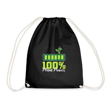 100% Plant Performance Environmental Vegan Gift - Drawstring Bag - black - Front