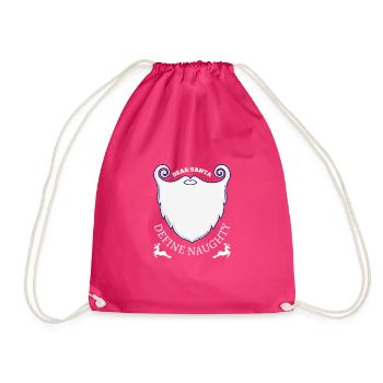 Dear Santa Define Naughty Awesome Xmas White Beard - Drawstring Bag - fuchsia - Front