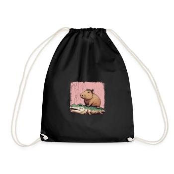 Capybara Capybara Cadeau drôle mignon - Sac de sport léger - noir - Devant