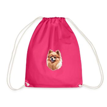 Zwergspitz Hund - Turnbeutel - Fuchsia - Vorne