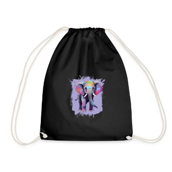 Bébé éléphant cadeau enfant - Sac de sport léger - noir - Devant