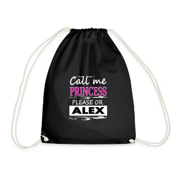 ich heiße Alex ich bin Alex Prinzessin Geschenk - Turnbeutel - Schwarz - Vorne
