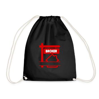 Broker logo red with text BROKER - Drawstring Bag - black - Front