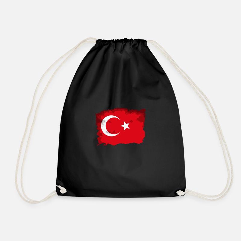 Turkey flag 2 - Drawstring Bag - black