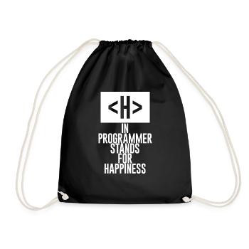 H In Programmer Stands For Happiness 2 - Drawstring Bag - black - Front