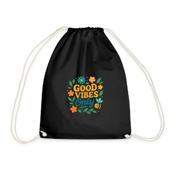 gute Stimmung | farbiges Sommer Design - Turnbeutel - Schwarz - Vorne