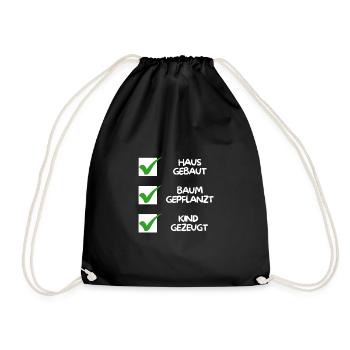Maison construite, arbre planté, enfant conçu (blanc) - Sac de sport léger - noir - Devant