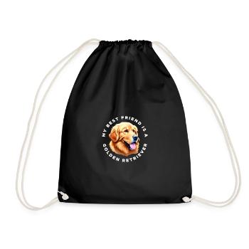 My Best Friend is a Golden Retriever - Drawstring Bag - black - Front