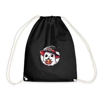 Fantôme d’Halloween mignon avec chapeau de sorcière - Sac de sport léger - noir - Devant