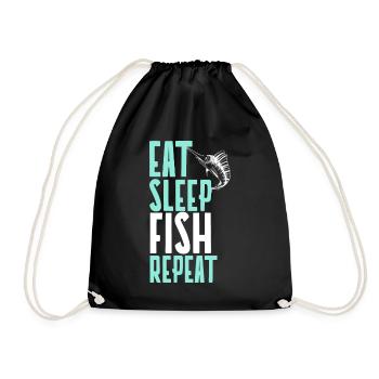 EAT SLEEP FISH REPEAT - Drawstring Bag - black - Front
