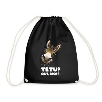 Tetu? Qui moi? (âne) texte blanc - Sac de sport léger - noir - Devant
