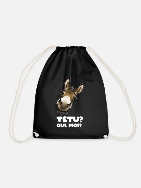 Tetu? Qui moi? (âne) texte blanc - Sac de sport léger - noir
