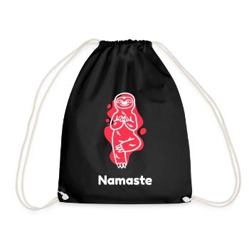 Yoga Sloth T-Shirt Meditation Namaste Om Power - Drawstring Bag - black - Front
