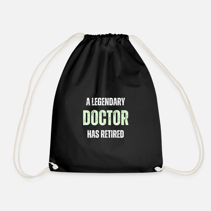 Retired doctor Funny retirement gift textured text - Drawstring Bag - black