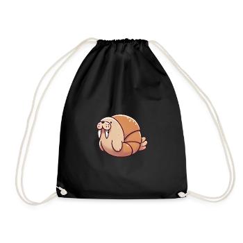 croissant morse mignon dessin animé - Sac de sport léger - noir - Devant