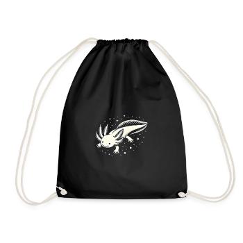 Cosmic Axolotl Illustration - Drawstring Bag - black - Front
