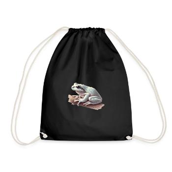Realistischer Laubfrosch mit Wassertropfen - Turnbeutel - Schwarz - Vorne