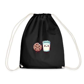 Milk Cookie Best Friends Illustration - Drawstring Bag - black - Front