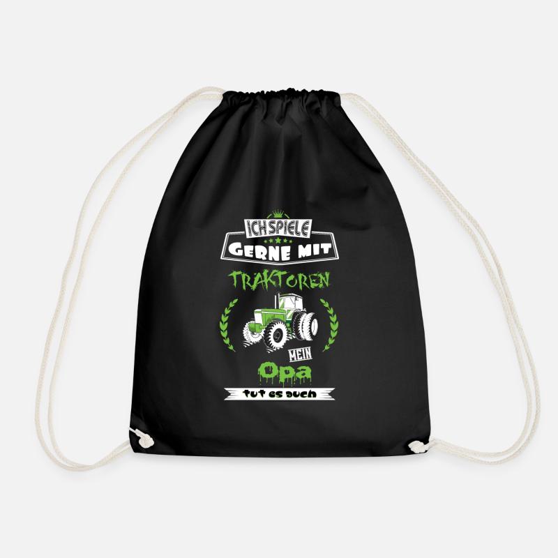 Landwirt Opa mit Traktor Liebhaber Geschenk Tshirt - Turnbeutel - Schwarz