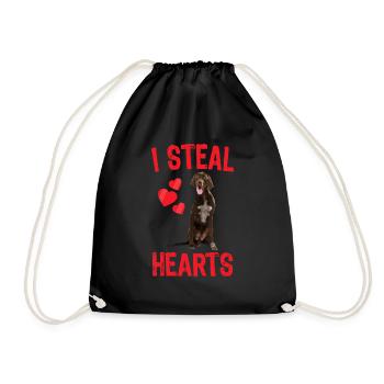 German Shorthair GSP MOM Funny Heart - Drawstring Bag - black - Front