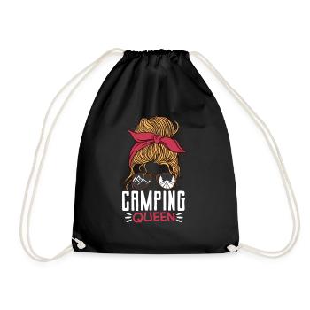 Tent Camper Outdoor Mom Girl - Drawstring Bag - black - Front
