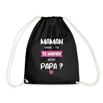 maman veux tu te marier avec papa demande mariage - Sac de sport léger - noir - Devant